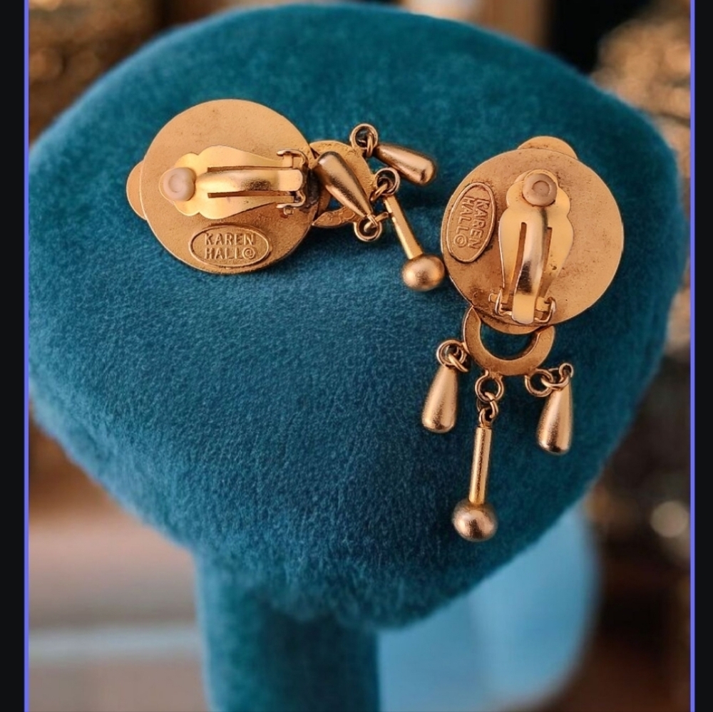 Karen Hall Gold Dangle Earrings
